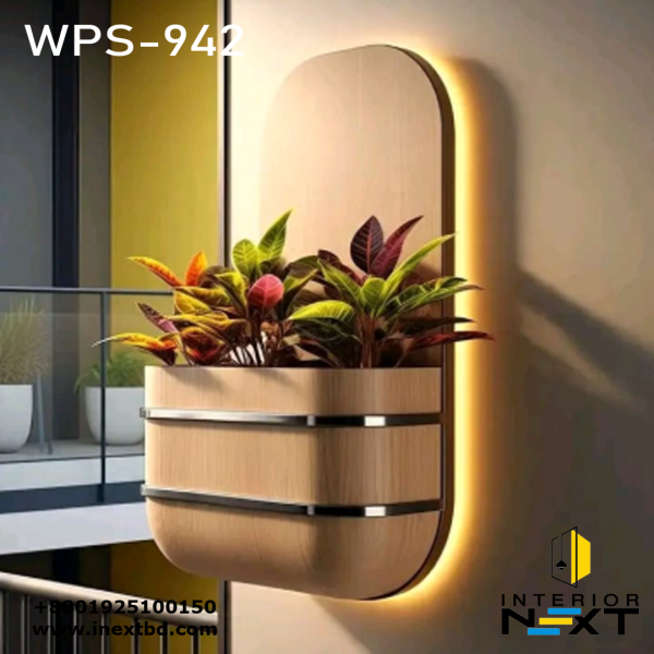 Eco-Friendly Wall-Mounted Planter WPS-942 ( Premium Polished Design with Integrated LED Lighting)