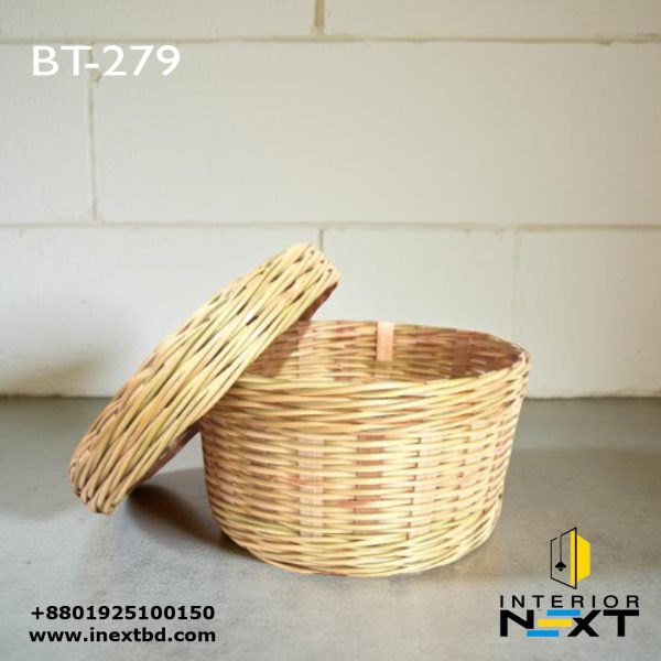 Bamboo Round Shape Organiser Basket