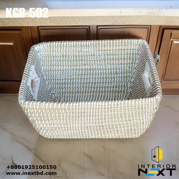 Handwoven Kaisa Grass Kitchen Storage Basket – Eco-Friendly Rectangular Organizer