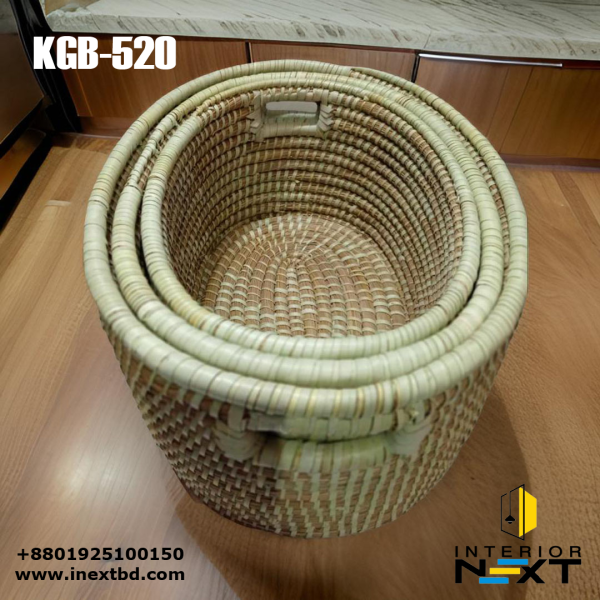 Kaisa Handmade Multipurpose Oval Shape Basket Set of 3 – Eco-Friendly Storage and Decor Baskets