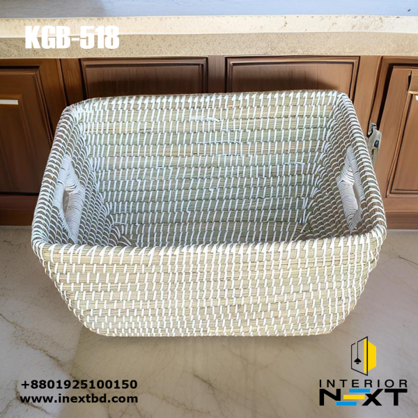 Natural Square Fruit & Book Basket – Eco-Friendly Palm Leaves and Son Handwoven Storage Basket (17x12x6 Inch)