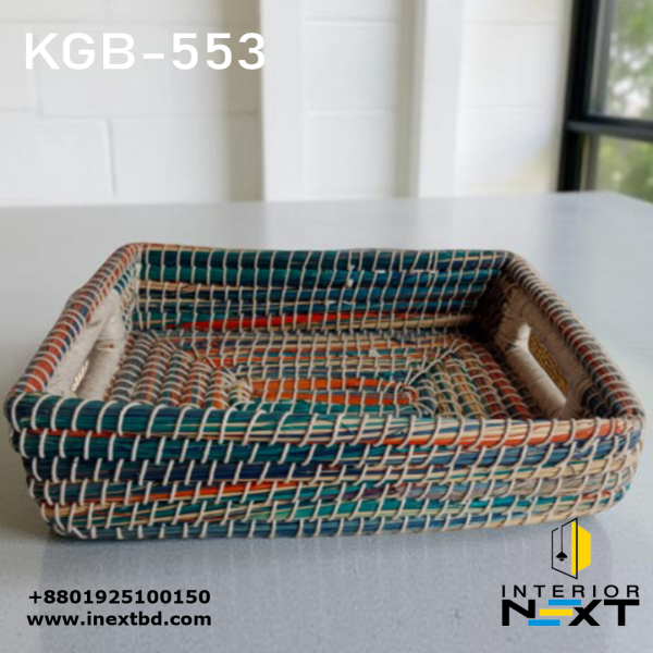 Handwoven Kaisa Grass Bread Basket – Eco-Friendly Artisan Serving Tray with Handles