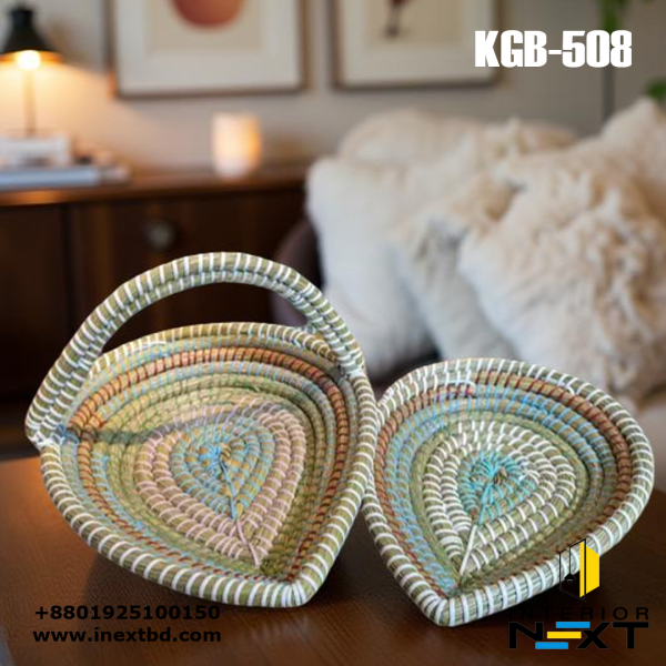 Handwoven Kaisa Grass Leaf-Shaped Basket Set – Eco-Friendly Storage Baskets (2-Piece Set)