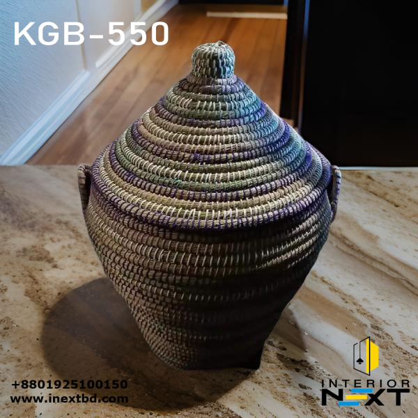 Handwoven Kaisa Grass Round Storage Basket – Eco-Friendly Multi-Purpose Home Organizer