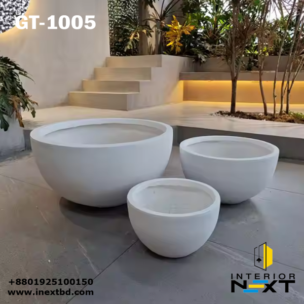 Modern Round Garden Planter Set  – Elegant Outdoor Pots