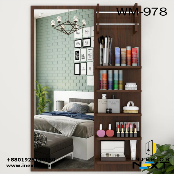 Modern Dressing Mirror with Walnut Finish