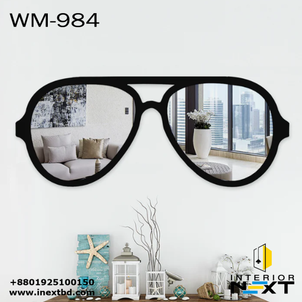 Decorative Sunglasses Shape Wall Mirror with Black Finish Frame