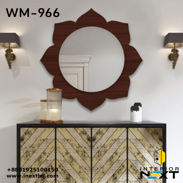 Flower Shape Designer Wooden Wall Mirror