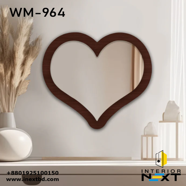 Modern Designer Heart Shape Wooden Wall Mirror