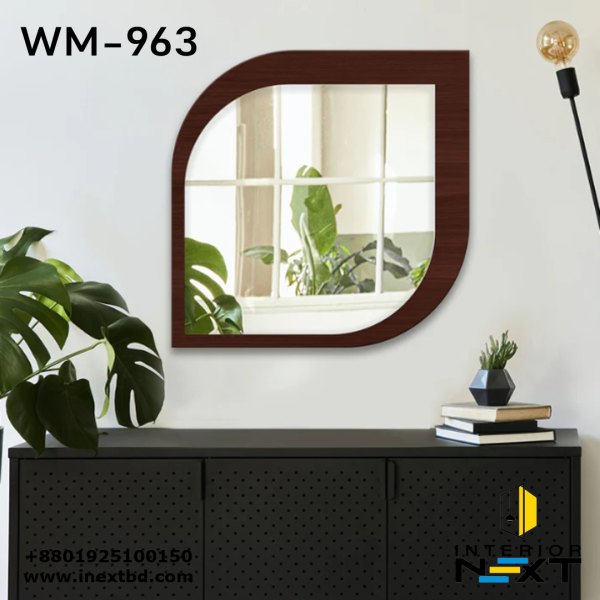 Leaf Shape Designer Wooden Wall Mirror
