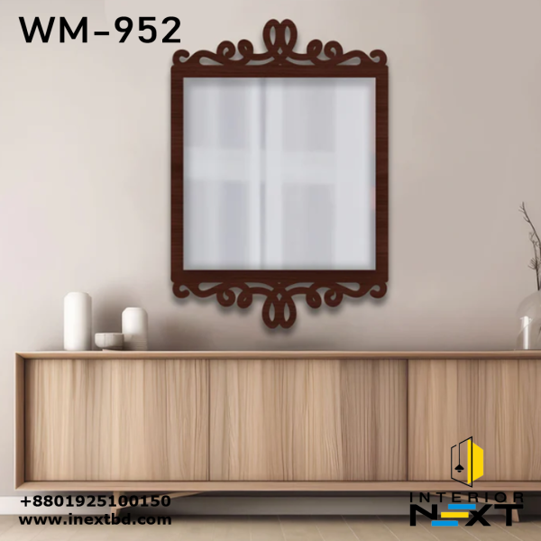 Beautiful Elegance Square Designer Wooden Wall Mirror