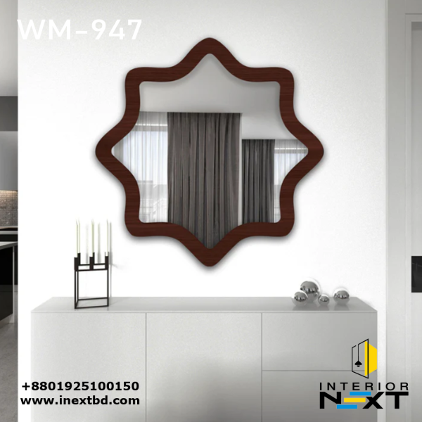 Modern Star Shape Wooden Wall Mirror