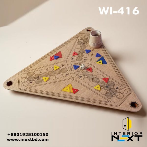Handcrafted Wooden 3-Player Ludo Board – Eco-Friendly Polished Game Set