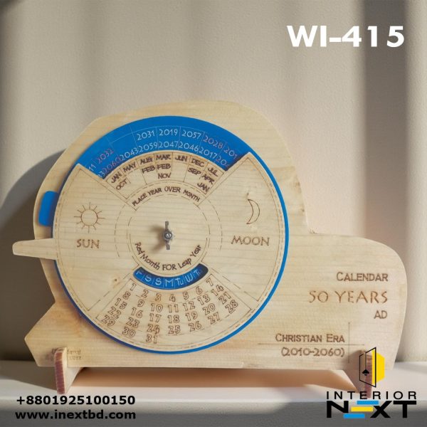 Wooden Perpetual Calendar – 50-Year Christian Era Date Finder (2010–2060)