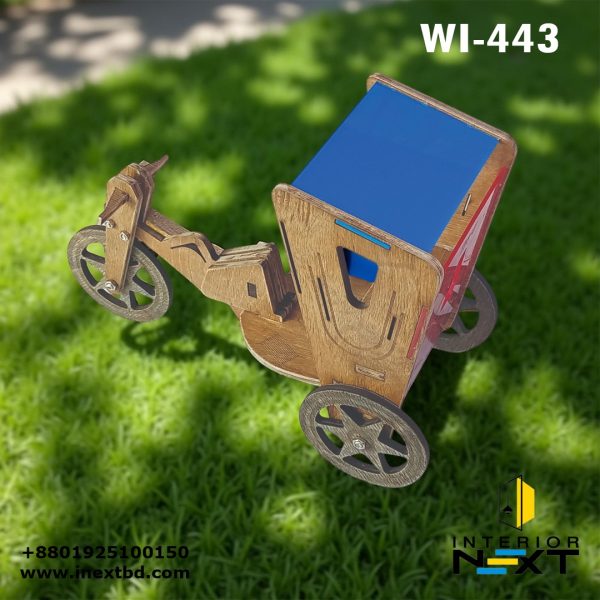 Handcrafted Wooden Rickshaw Showpiece – Eco-Friendly Traditional Home Decor Gift