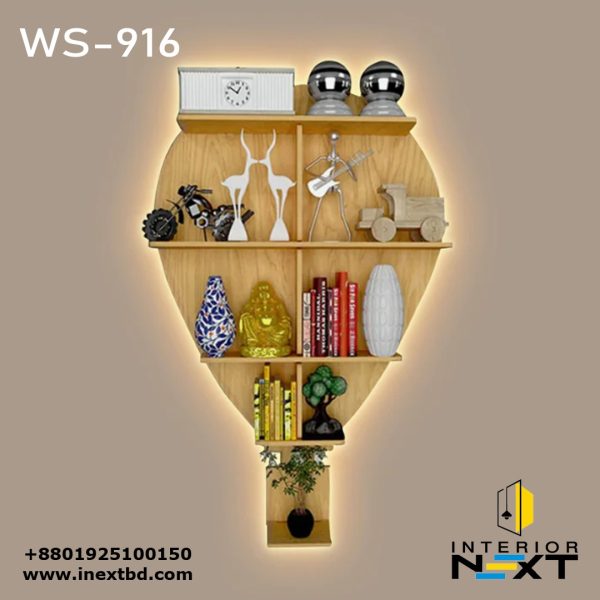 Hot Air Balloon Backlit Wooden Wall Shelf