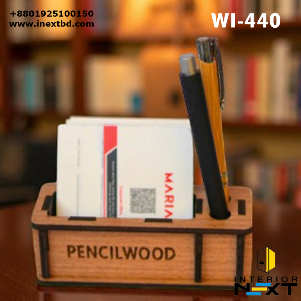 Eco-Friendly Wooden Desk Organizer – Treated Bamboo Pen & Card Holder