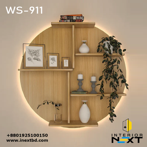 EcoGlow Circle Backlit Wooden Wall Shelf