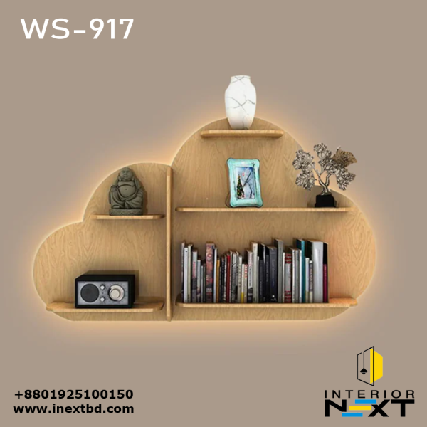 Cloud Backlit Wooden Wall Shelf