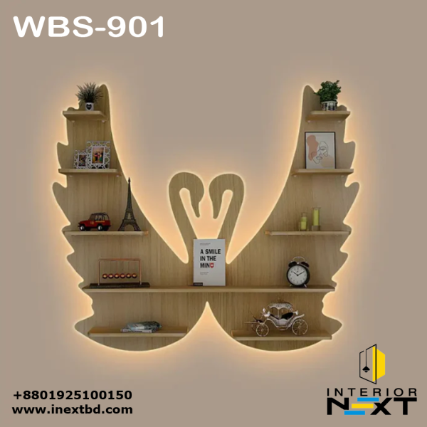 Eco-Luxe Swan Backlit Wooden Wall Shelf