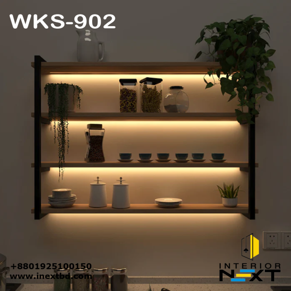 Modern Backlit Wooden Wall Shelf