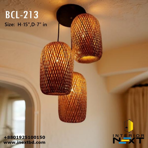 Wiley Double Layer Bamboo Hanging Lampshade Set