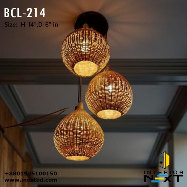 Bamboo Oval Hanging Lampshade Set
