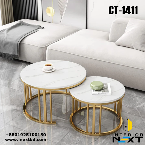 Classic Designer Tethered Iron Stand Coffee Table Set of 2
