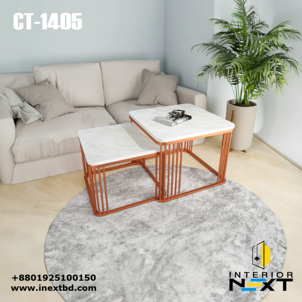 Square Copper Nesting Coffee Table Set of 2