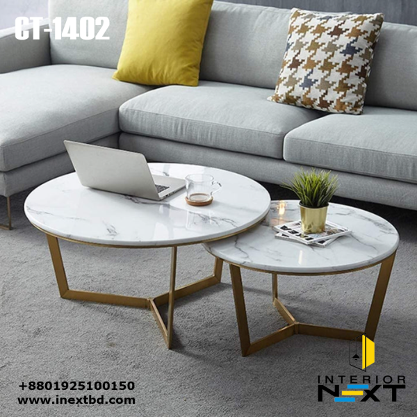 Premium Golden Metallic Nesting Coffee Table Set of 2