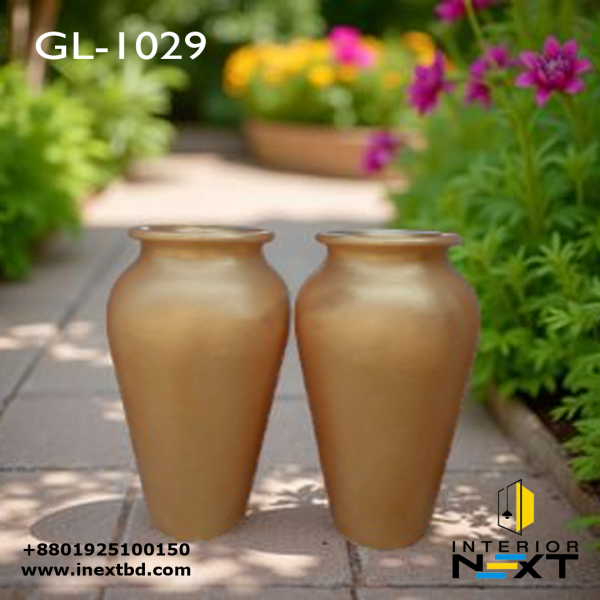 Elegant Ceramic Garden Vase - Gold Finish | Outdoor Decorative Planter