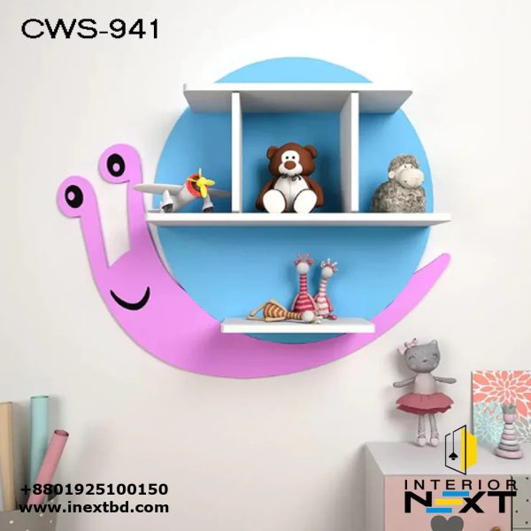 Snail Shaped Wooden Wall Shelf for Kids
