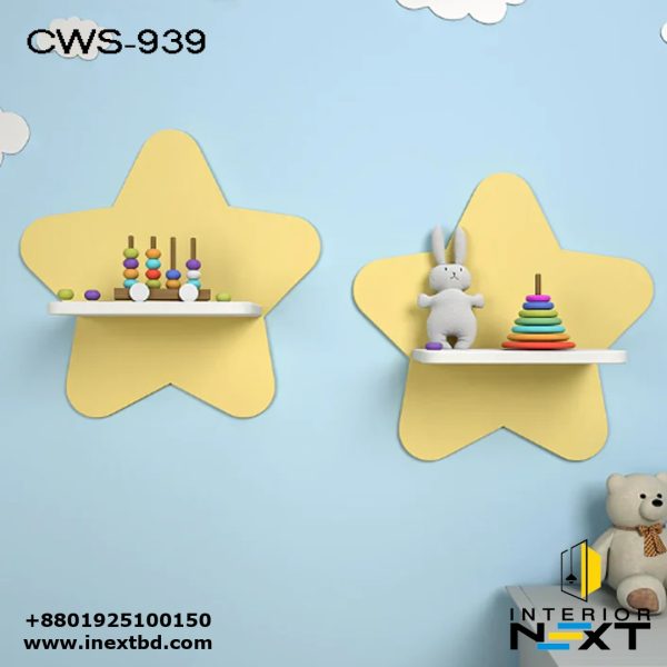 Beautiful Star Wooden Wall Shelf for Kids Set of Two