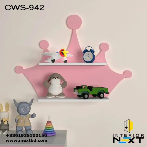 Crown Shaped Wooden Wall Shelf for Kids