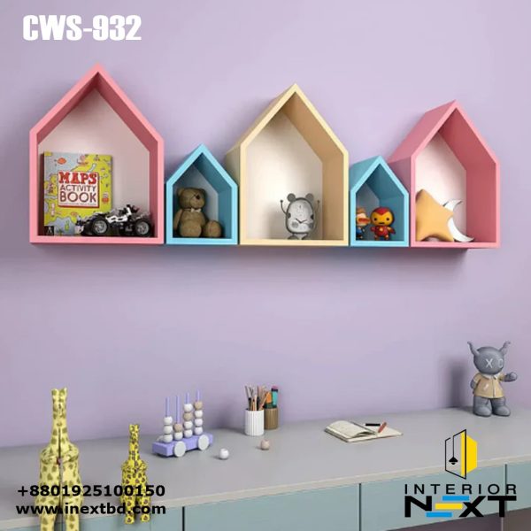Hut Shape Wooden Wall Storage Shelves for Kids