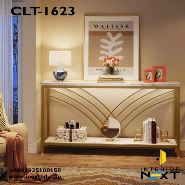 The Elegant Arc 3-Tier Marble Console Table