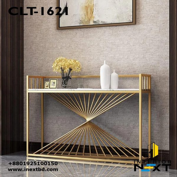 Nordic Luxe Golden Metal Console Table